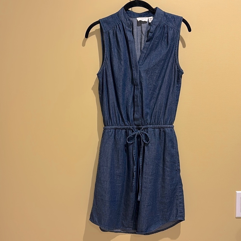 Sleeveless Denim Dress with Tie Waist